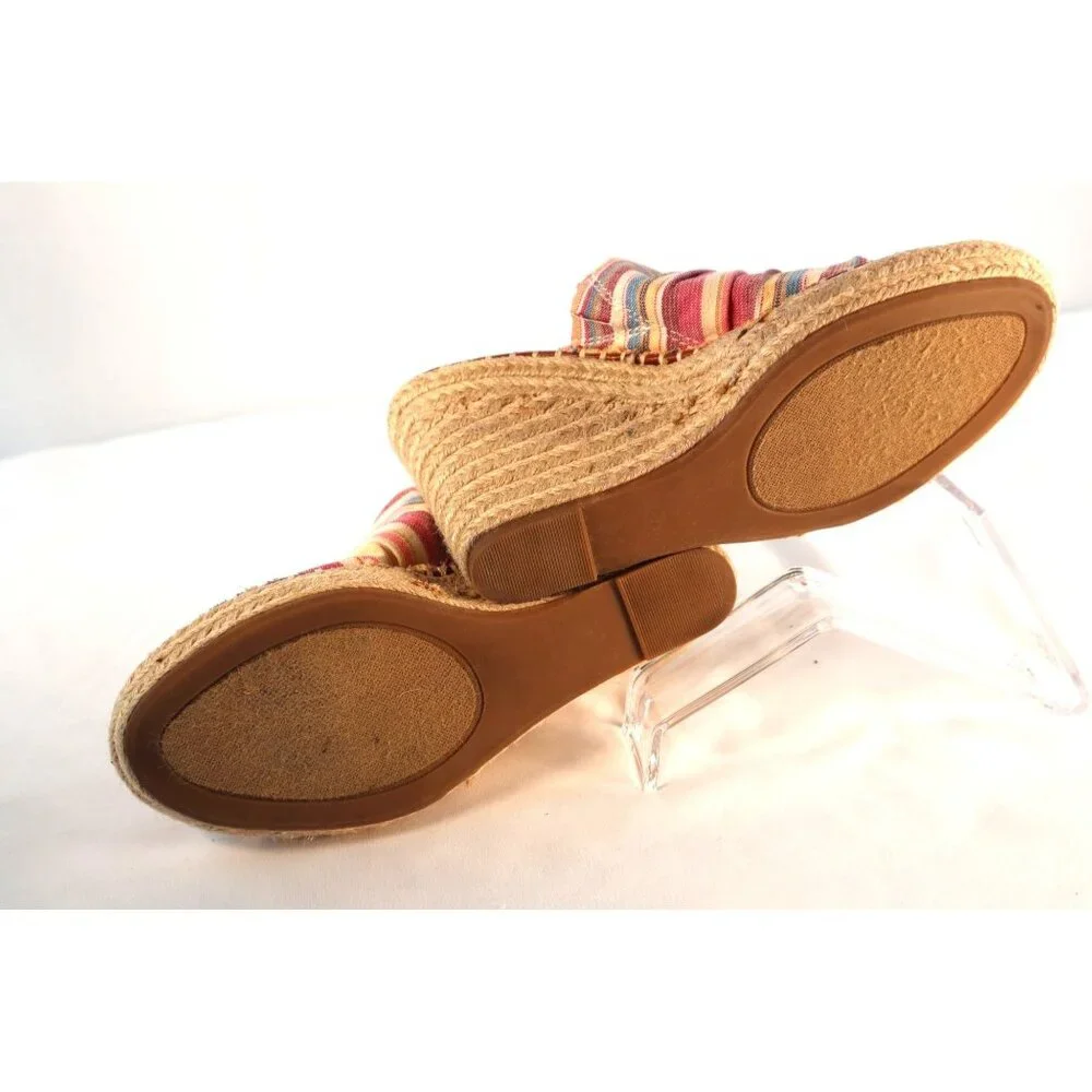 Sugar‎ By Striped Knotted Wedge Sandals Size 7.5